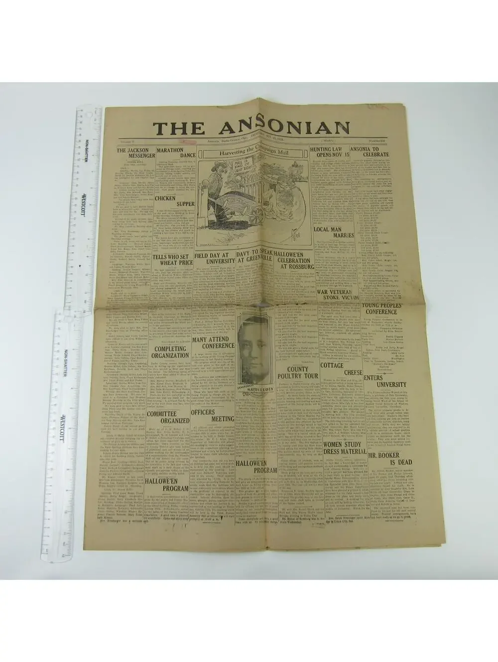 The Ansonian Newspaper Ansonia Darke County Ohio Thursday Oct 1928 Antique RARE